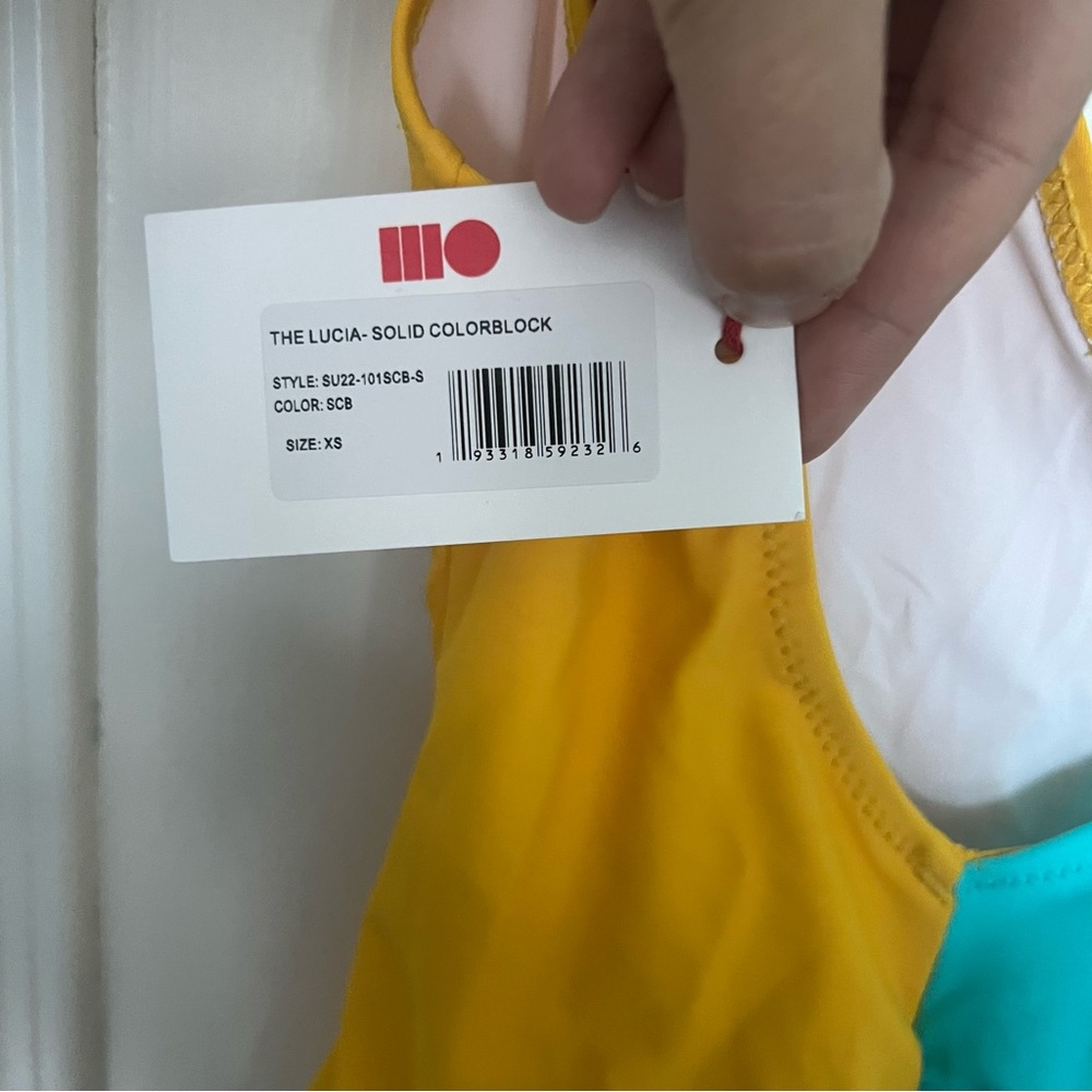NWT Solid & Striped Lucia Ruched Colorblock Ruched Bathing Suit - Picture 5 of 5